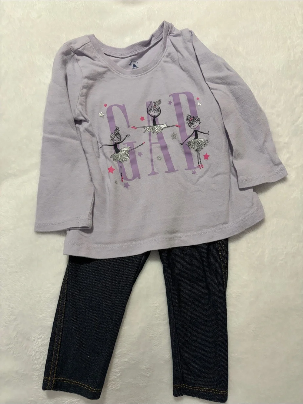 GAP Lilac Long-Sleeve Tee with Ballet Girl Graphic
